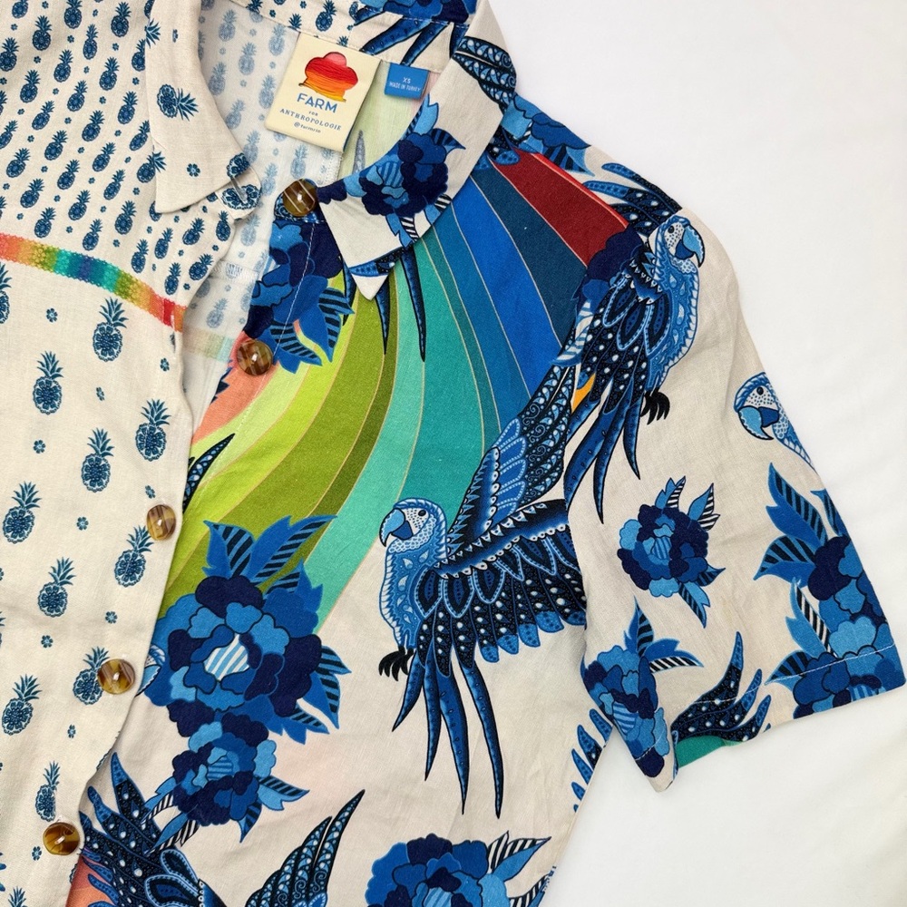 🌊 FARM Rio Surf Button-down‎ Shirt XS - Picture 5 of 14